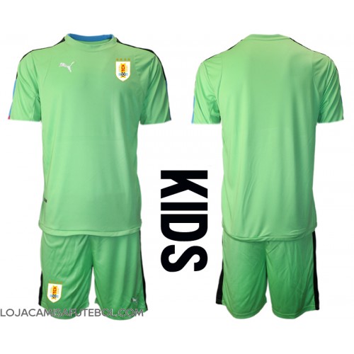 Camisa de Futebol Uruguai Goleiro Equipamento Principal Infantil Mundo 2022 Manga Curta (+ Calças curtas)